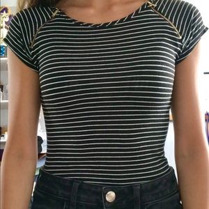 Black & white striped fitted t shirt.